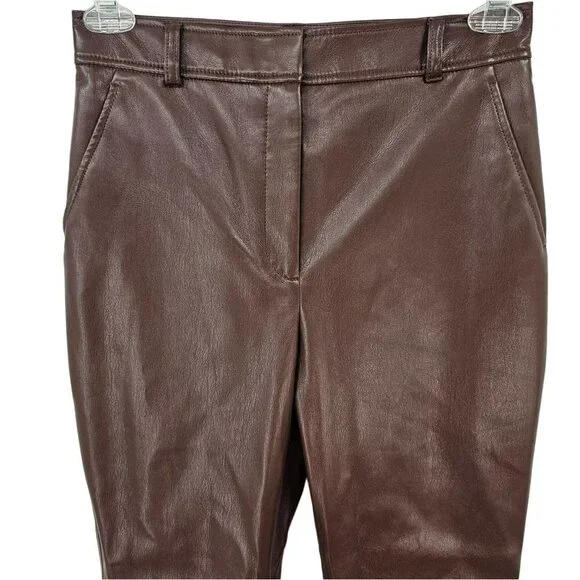 Aritiza Babaton Brown Leather Pants High Waisted Bootcut Vegan Coffee Bean 8 - Picture 4 of 9